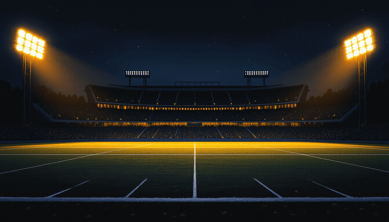 Stylized illustration of a stadium at night