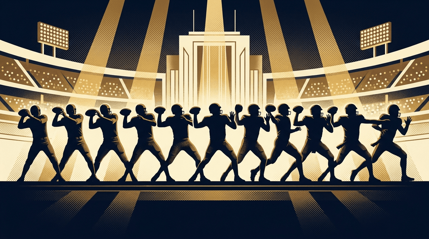 Stylized illustration for The Greatest Quarterbacks in NFL History, Ranked
